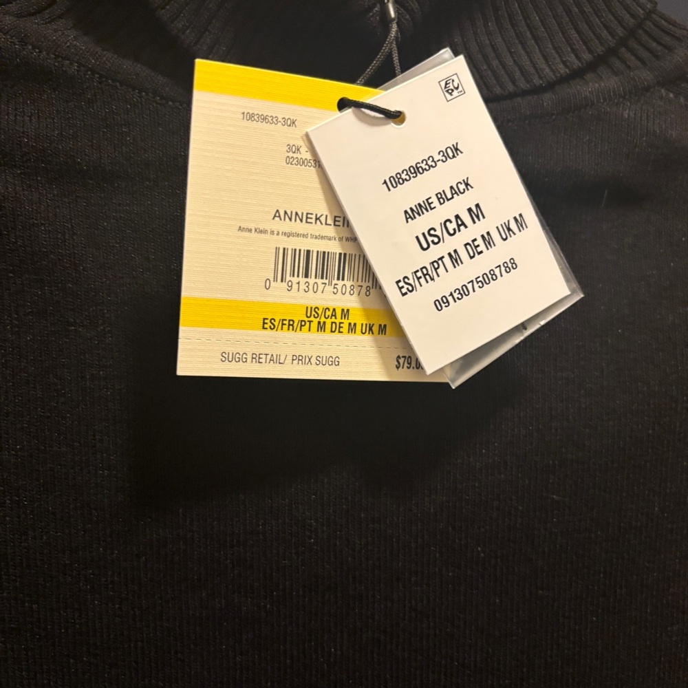 Anne Klein Black Zip Up Sweater